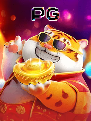 Fortune Tiger segurando moeda de ouro em fundo brilhante